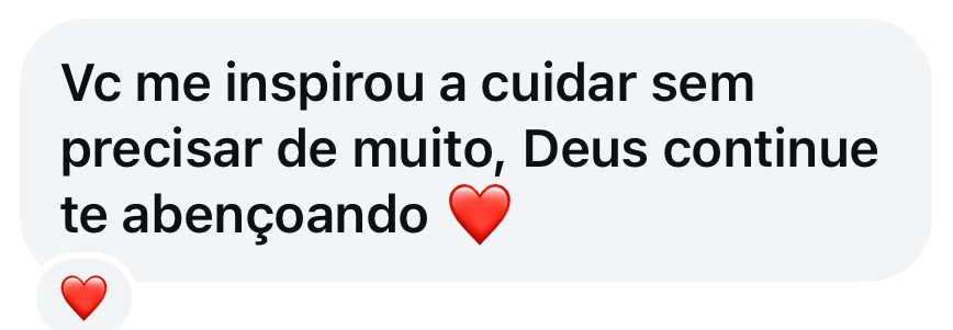 Mensagem de aluna sobre aprender a cuidar com simplicidade