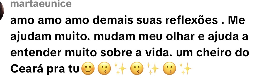 Comentário sobre as reflexões compartilhadas por Fernanda