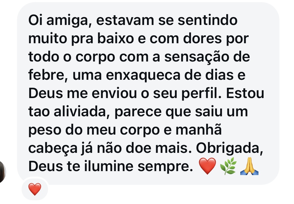 Mensagem sobre sensação de alívio e bem-estar
