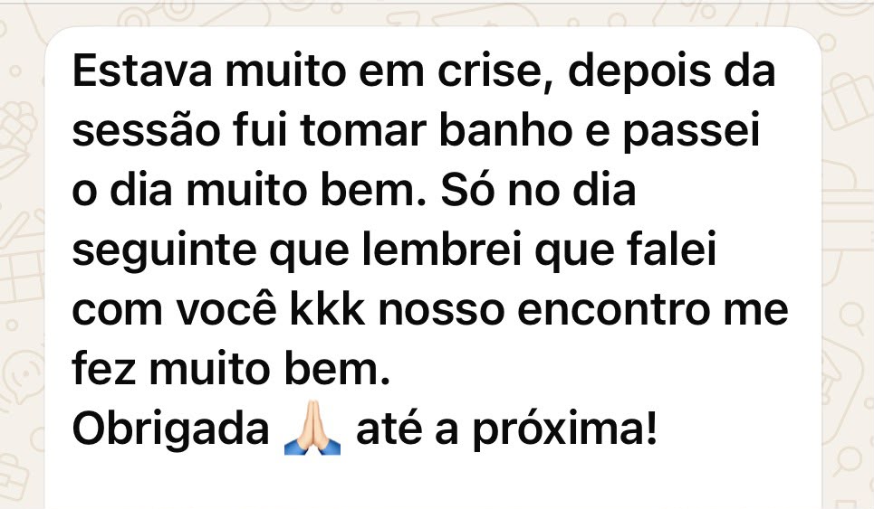 Mensagem sobre como a pessoa se sentiu depois de uma sessão